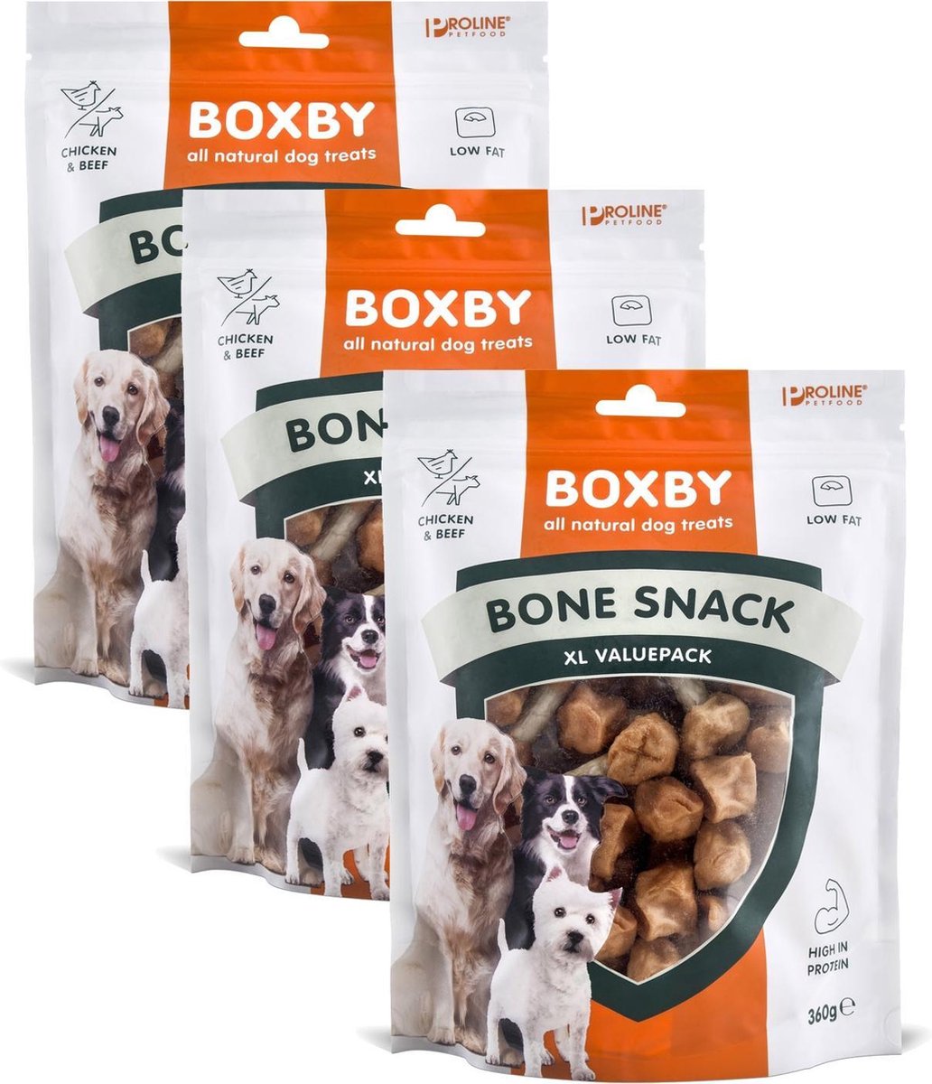 Proline Boxby Bone Snack - Hondensnacks - 3 x 360 g Valuepack