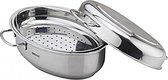 Braadpan ovaal met deksel en stoominzet - 4L – RVS Stoofpan krasbestendig