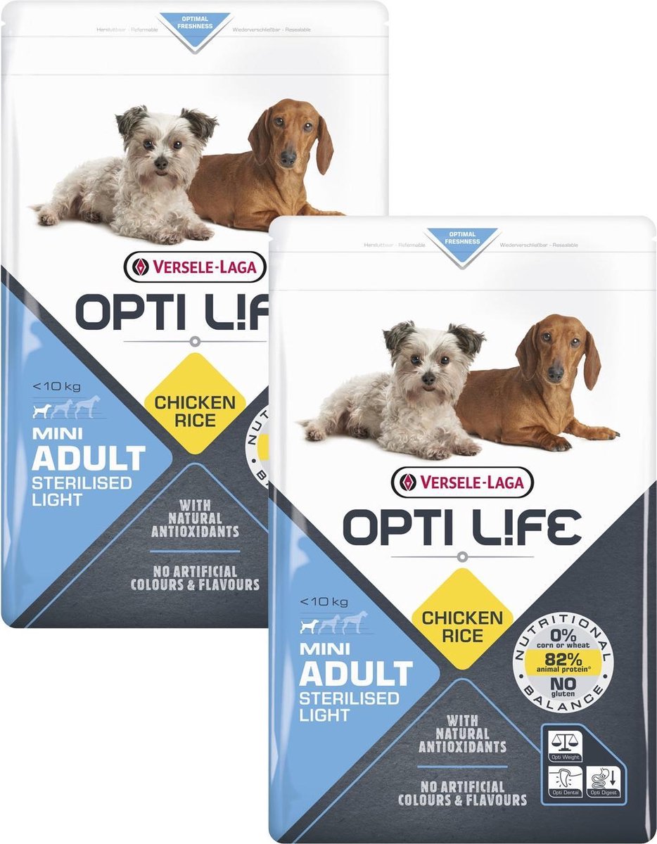 Opti Life Opti Life Adult Light Mini - Hondenvoer - 2 x 2.5 kg
