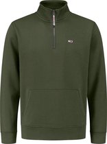 Tommy Hilfiger Solid Zip Mock Neck Sweater  Trui - Mannen - donker olijfgroen