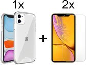 iPhone 11 hoesje Hardcase siliconen case transparant apple hoesjes back cover hoes Extra Stevig - 2x iPhone 11 Screenprotector