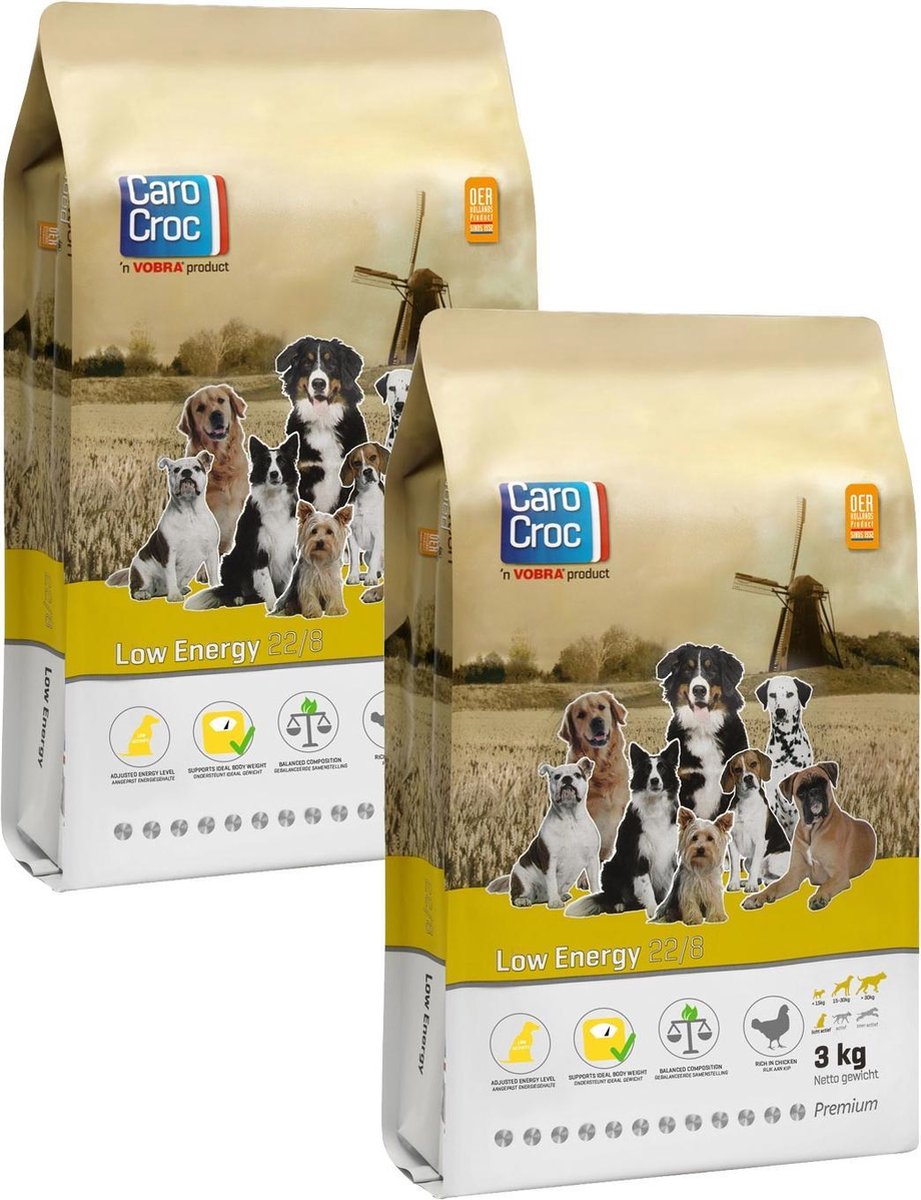 CaroCroc Carocroc Low Energy Vlees&Gevogelte&Rijst - Hondenvoer - 2 x 3 kg