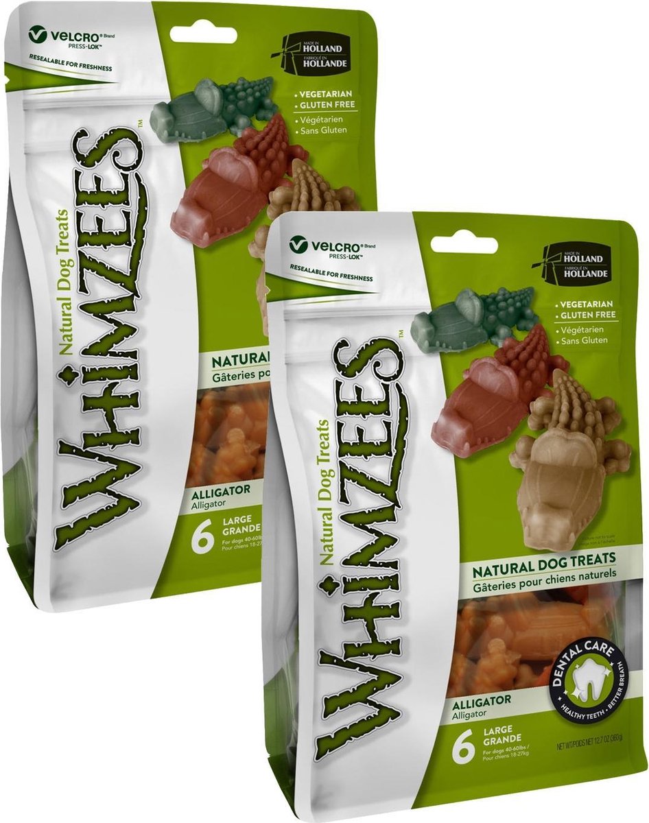 Whimzees Krokodil Large - Hondensnacks - 2 x 6x11.7 cm