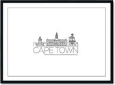 Poster - City Skyline Cape Town - 30 X 40 Cm - Zwart En Wit