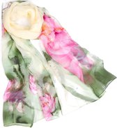 Sjaal- Polyester- 140x40 cm- Groen roze-Charme Bijoux