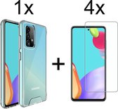 Samsung A72 Hoesje - Samsung Galaxy A72 hoesje Hardcase siliconen case transparant hoesjes back cover hoes Extra Stevig - 4x Samsung A72 Screenprotector
