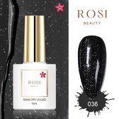 ROSI Beauty Gelpolish - Gel nagellak - Gellak - 10 ML - UV & LED - Zwart 036 Glitter Black