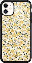 iPhone 11 hoesje glass - Yellow garden | Apple iPhone 11  case | Hardcase backcover zwart