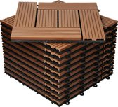 ECD Germany WPC-terras tegels 30x30 cm 44er Spar Set für 4m² lichtbruin mozaïekhout look voor tuinbalkonvloeren met afwatering kliksysteem vlonders balkon tegels klik tegels hout