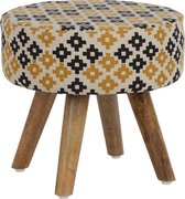 WOMO-DESIGN Zitkruk goud/zwart, 38x37 cm, gemaakt van stoffen bekleding met houten poten