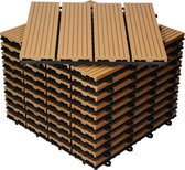 ECD Germany WPC-terras tegels 30x30 cm 44er Spar Set für 4m² teak in hout look voor tuinbalkonvloeren met afvoer en kliksysteem vlonders balkon tegels klikken houten tegels
