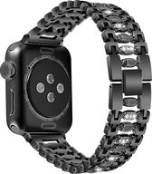 Fungus - Convient au bracelet Apple Watch 44 mm Série 1, 2, 3, 4, 5, 6, 7 et SE - Acier inoxydable - Zwart - Diamant