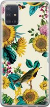 Samsung A51 hoesje siliconen - Zonnebloemen / Bloemen | Samsung Galaxy A51 case | geel | TPU backcover transparant