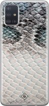 Samsung A51 hoesje siliconen - Oh my snake | Samsung Galaxy A51 case | blauw | TPU backcover transparant