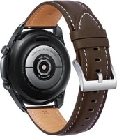 Smartwatch bandje - Geschikt voor Samsung Galaxy Watch 3 45mm, Gear S3, Huawei Watch GT 2 46mm, Garmin Vivoactive 4, 22mm horlogebandje - PU leer - Fungus - Strap - Donker bruin