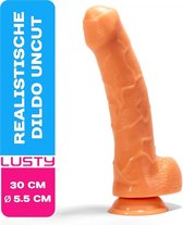 Lusty Realistische Dildo Uncut - 30 CM - Levensechte Natuurlijke Dildo - Met Zuignap en Balzak - Seksspeeltjes - Sex Toys