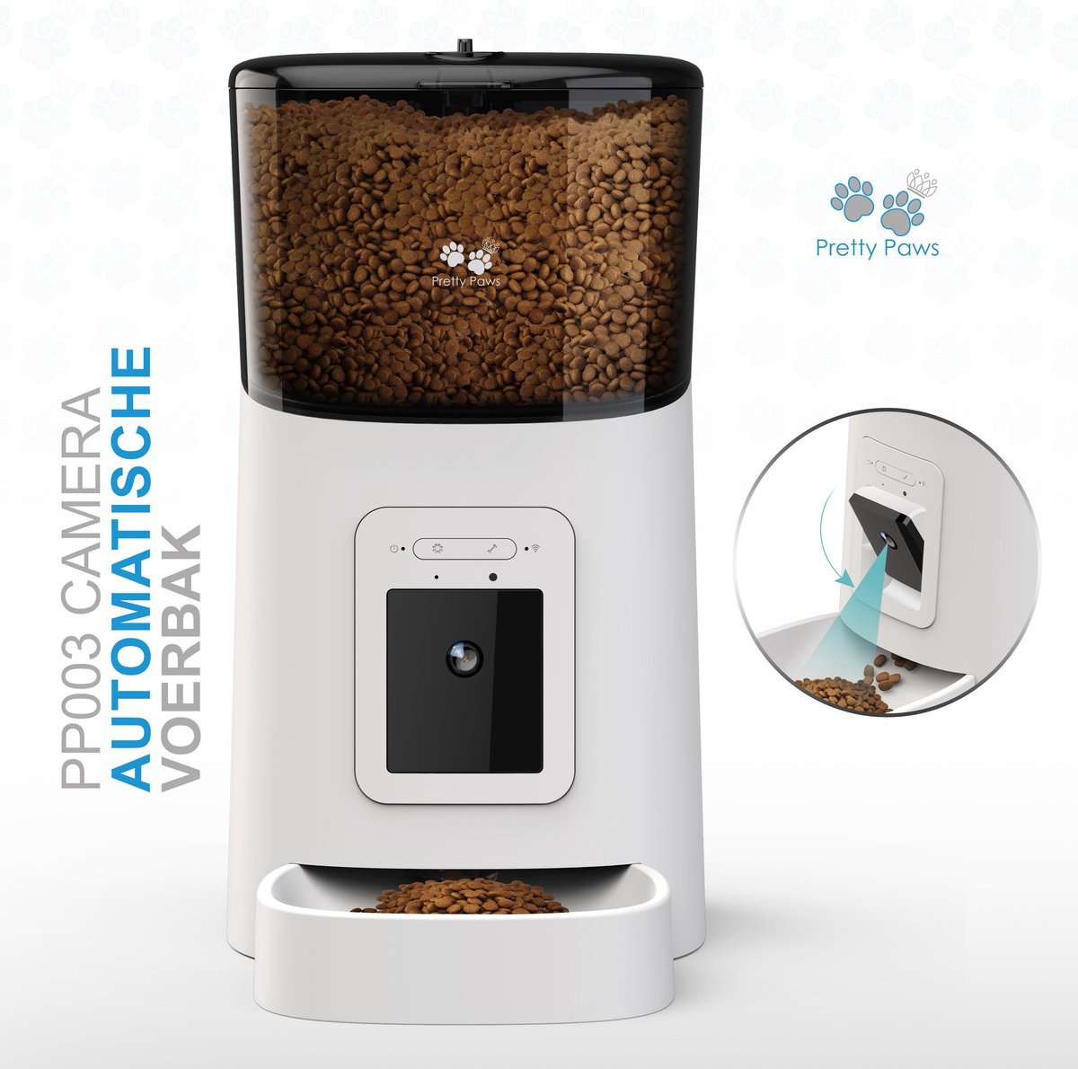 Afbeelding 3 van Pretty Paws PP003 - Camera Voerautomaat Wit - Automatische Voerbak - Slimme Voerautomaat met App - Instelbaar Voedingsschema