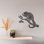 Wanddecoratie - Chameleon - Hout - Wall Art - Muurdecoratie - Zwart - 48 x 29 cm