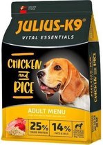 Julius-K9 - Chicken & Rice - Hondenvoer voor volwassen honden - hondenbrokken op kip & rijst basis - geschikt voor alle rassen - 12kg
