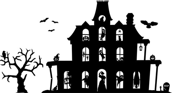 Statische raamsticker Halloween Spookhuis