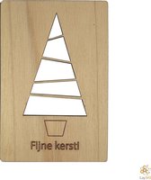 Lay3rD Lasercut - Houten Kerstkaart - Fijne Kerst Boom - Berk