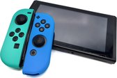 Siliconen Joy-Con Controller Hoesjes | Beschermhoes Skin | Geschikt voor Nintendo Switch & Lite | Softcover Case | Grip | Cobalt groen/Lichtblauw