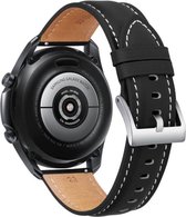 Smartwatch bandje - Geschikt voor Samsung Galaxy Watch 5 (incl. Pro) en Galaxy Watch 4, Watch 3 41mm, Active 2, 20mm horlogebandje - PU leer - Fungus - Strap - Zwart