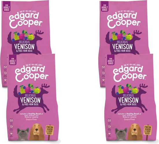 Edgard & Cooper Delicious Venison Adult Hert&Eend&Appel - Hondenvoer - 4 x 2.5 kg Graanvrij