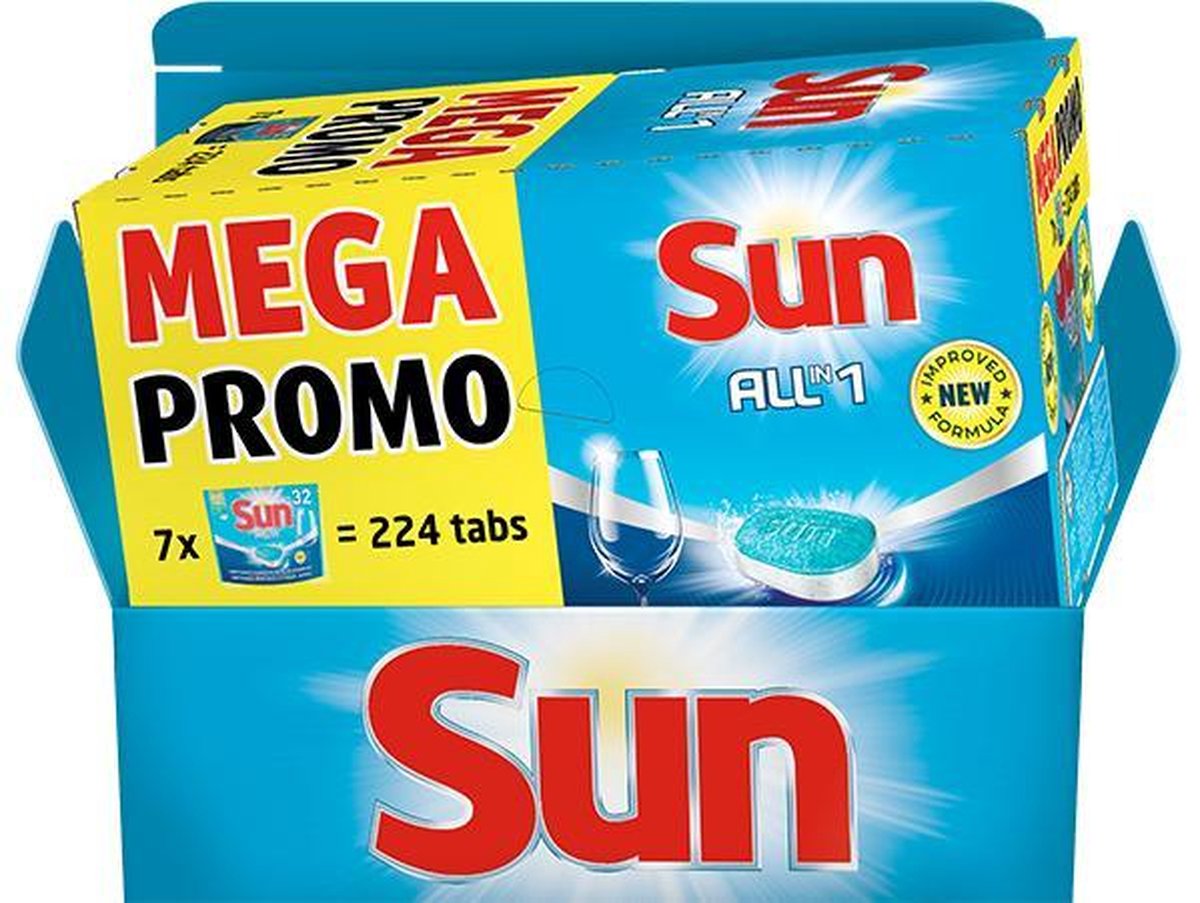 Sun All-in 1 Vaatwastabletten Mega Promo Pack - Multi Pack - 224 Tabletten