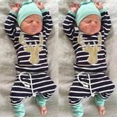 Newborn - Baby Kleding Meisje - Baby Kleding Jongens - Baby Cadeau - Unisex - Kraamcadeau - Romper set - Babyshower Cadeau Setje 3/delig - Hert - 0-3 Maanden