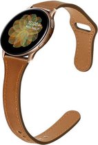 Smartwatch bandje - Geschikt voor Samsung Galaxy Watch 4 Classic, Watch 3 41mm, Active 2, 20mm horlogebandje - PU leer - Fungus - Dun - Bruin