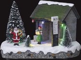 Kerstdorp Verlichte Kerstman Bushalte - Werkt op Batterijen