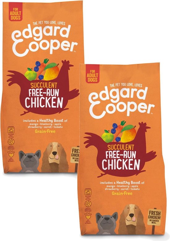 Edgard & Cooper Free-Run Chicken Adult Kip&Mango&Bessen - Hondenvoer - 2 x 7 kg