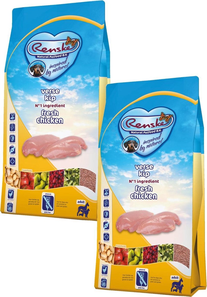 Renske Renske Adult Kip - Hondenvoer - 2 x 12 kg Graanvrij