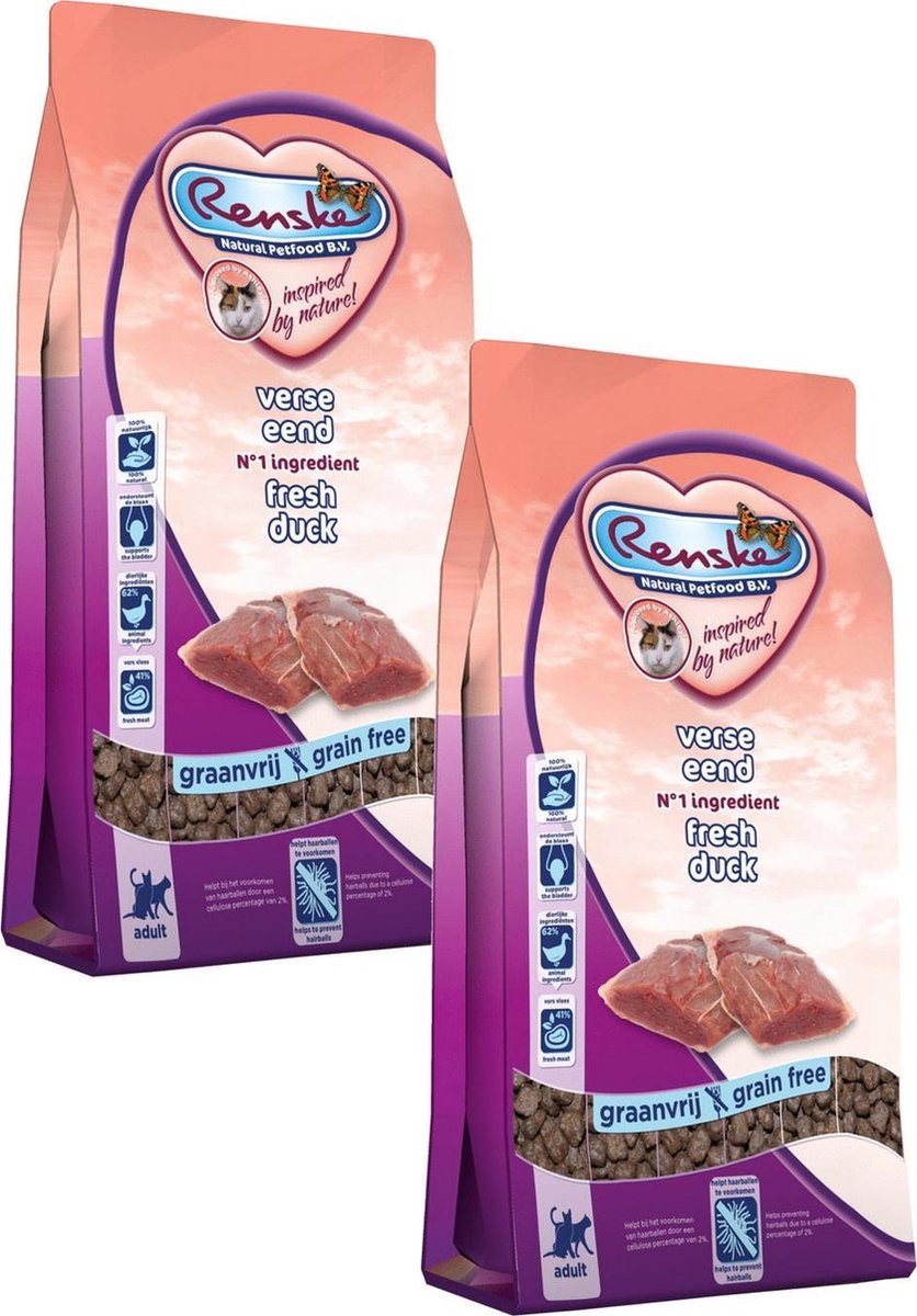 Renske Renske Kat Adult Verse Eend - Kattenvoer - 2 x 6 kg