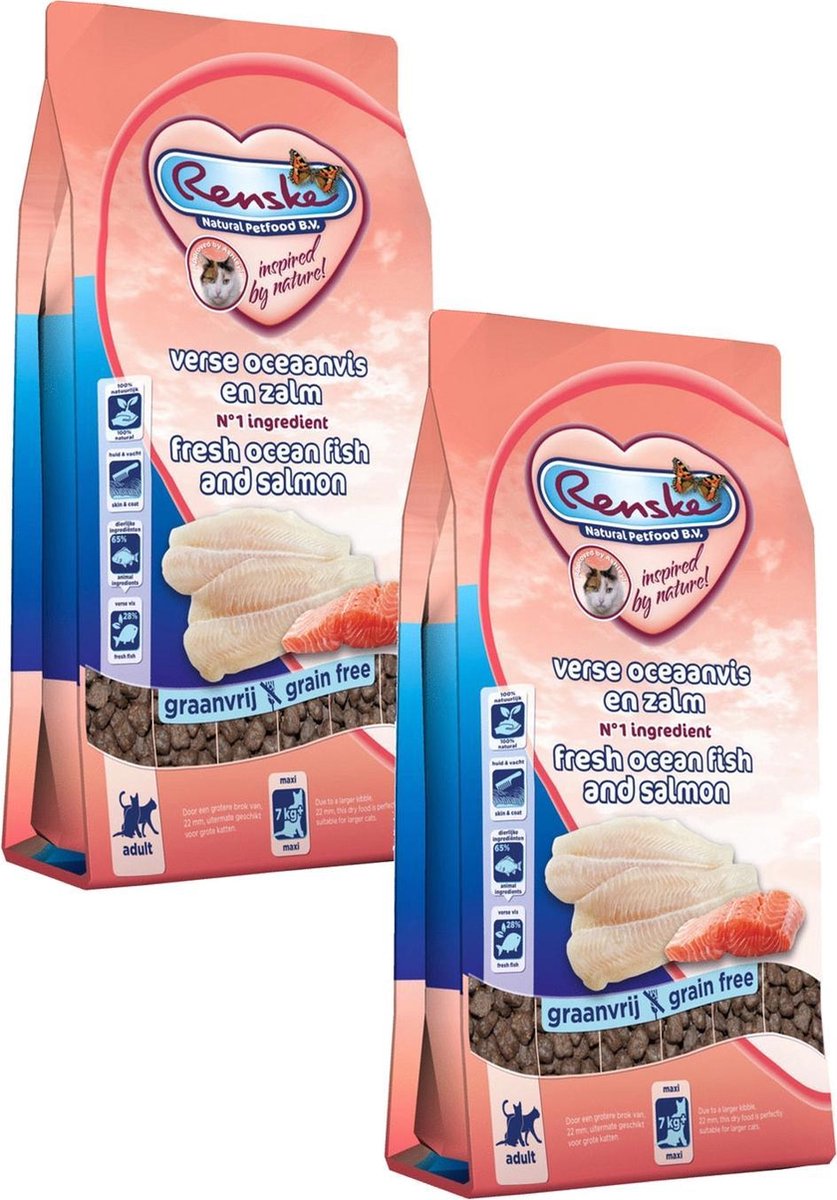 Renske Kat Adult Maxi Verse Zeevis&Zalm - Kattenvoer - 2 x 6 kg