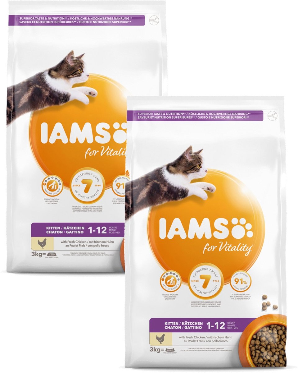 Iams Cat Kitten Kip - Kattenvoer - 2 x 3 kg