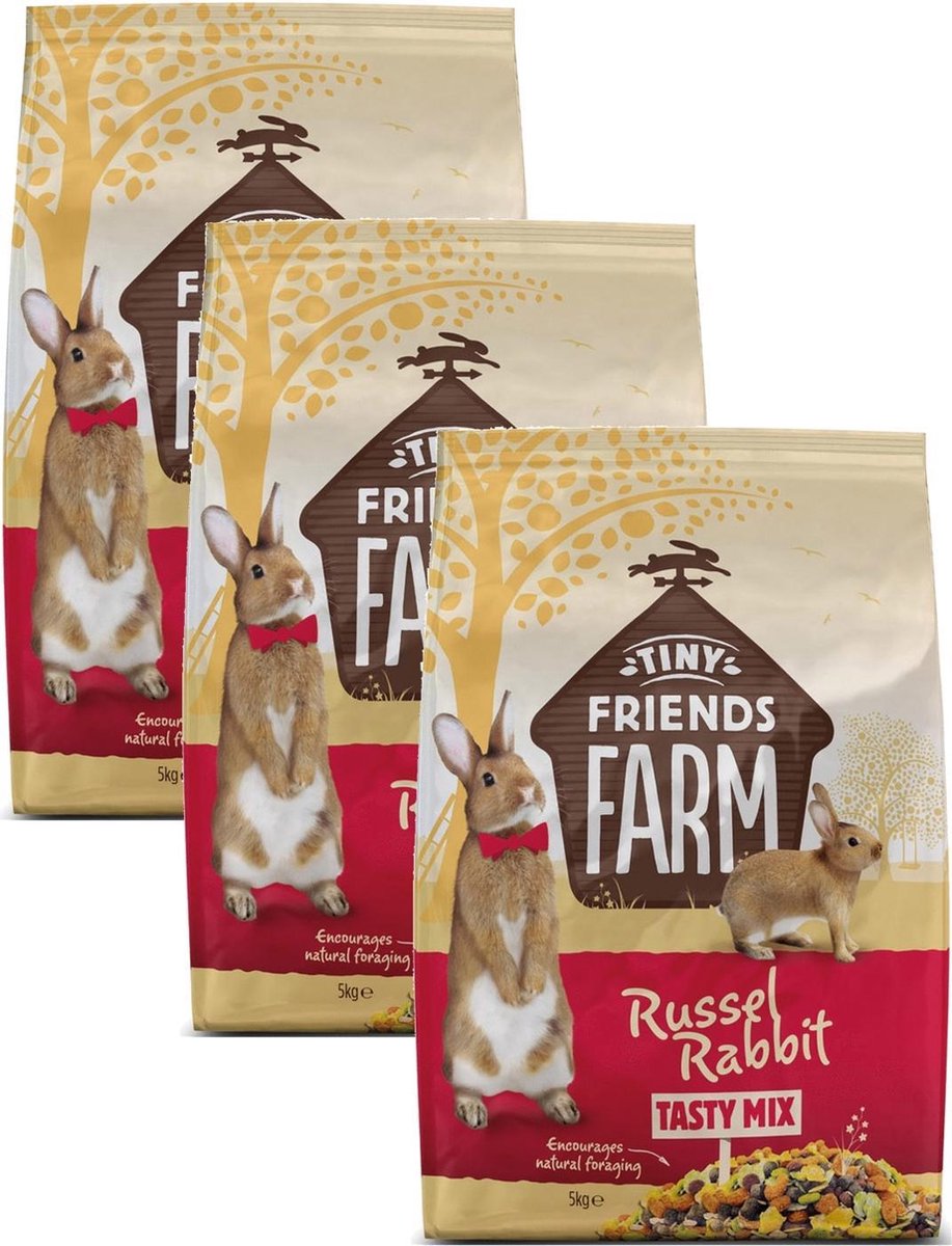 Tiny Friends Farm Russel Rabbit Tasty Mix - Konijnenvoer - 3 x 5 kg