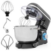 KitchenBrothers Keukenmachine - Keukenmixer met 6L RVS mengkom - Keukenrobot - 1400W - Zwart