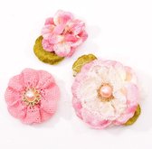 Decoratie - Bloemen - Roze - Petaloo - Velvet & lace x3 pink