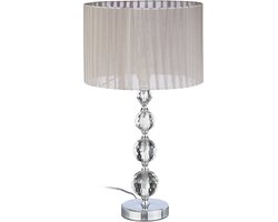 Relaxdays nachtlamp kristal - 53 x 29,5 x 29,5 cm - ronde kap - leeslamp - grijs-zilver