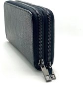 LUNCIO Amara Nero - Leren Portemonnee Dames - Zwart Rits Kalfsleer - MADE IN ITALY
