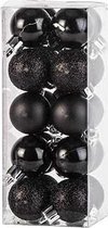 Veluw Kerstballen Mix Zwart - Ø3cm ( Set van 20 )