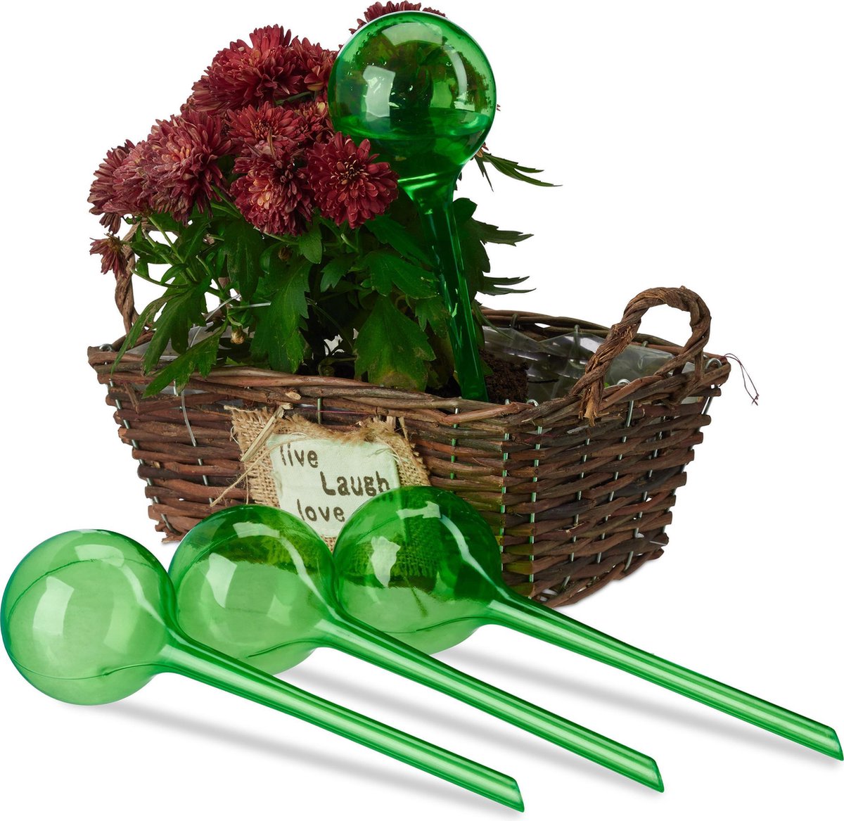 waterdruppelaar - set van 4 - watergeefsysteem - 2 weken - kamerplanten - kunststof - groen