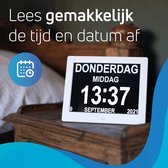 Digitale klok/kalender met datum, tijd en alarm/ ochtend, middag en avond aanduiding/ dementie wit