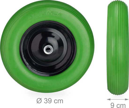 Relaxdays kruiwagenwiel 4.80 4.00-8 - rubberband - stalen velg - antilek - 120 kg - groen-zwart van Relaxdays — afbeelding 3