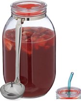 Pot de rangement en verre Relaxdays - 3 litres - verre à boire - pot de rangement cuisine - pot de rangement verre