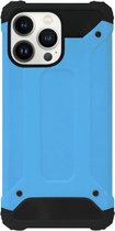 WLONS Rubber Kunststof Bumper Case Hoesje Geschikt voor iPhone 13 Pro Max - Blauw