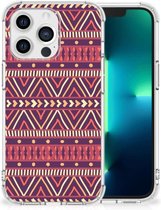 GSM Hoesje Geschikt voor Apple iPhone 13 Pro Hoesje met naam met transparante rand Aztec Purple