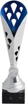 Sport trofee - Blauw/Zilver - 31CM - Wedstrijd beker - Uniek design - Sportbeker - Sportbeloning - Bokaal - Cup - Trofee beker - Wisselbeker